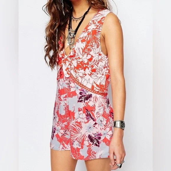 Free People Santiago Sleeveless Floral Romper Size M - Picture 2 of 5